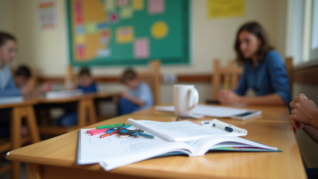 Material escolar y uniformes escolares sobre un escritorio, preparación para el año académico