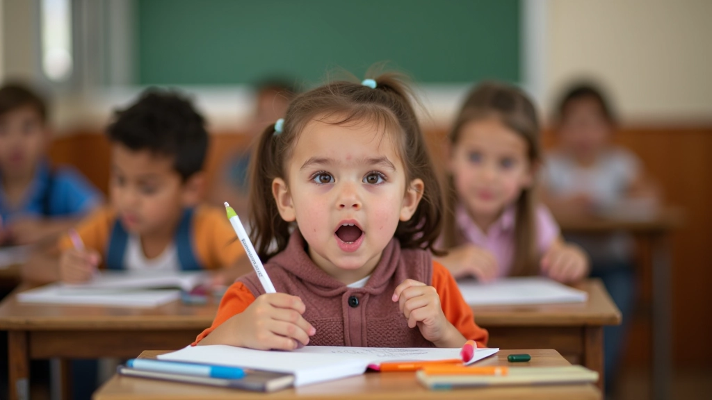 Niños en el aula con materiales escolares nuevos durante la vuelta al cole en septiembre